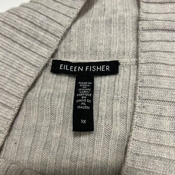 EILEEN FISHER Sweater Womens sz 1X Gray wool Turtleneck Italian Yarn Minimalist - Picture 6 of 11